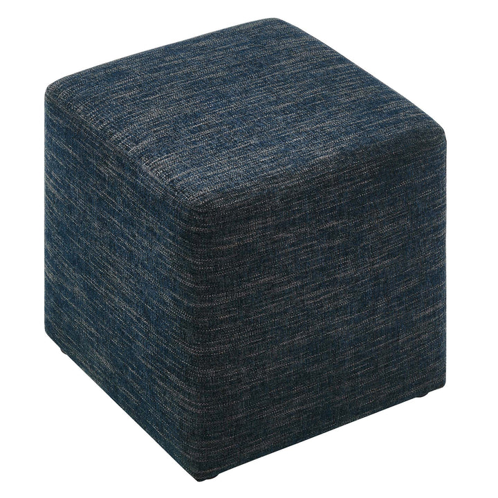 Caden 17" Square Stitched Heathered Fabric Upholstered Ottoman