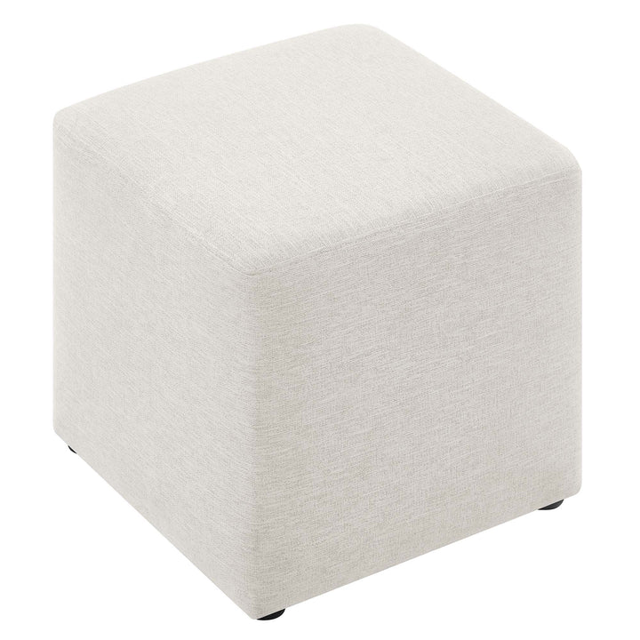 Caden 17" Square Stitched Heathered Fabric Upholstered Ottoman