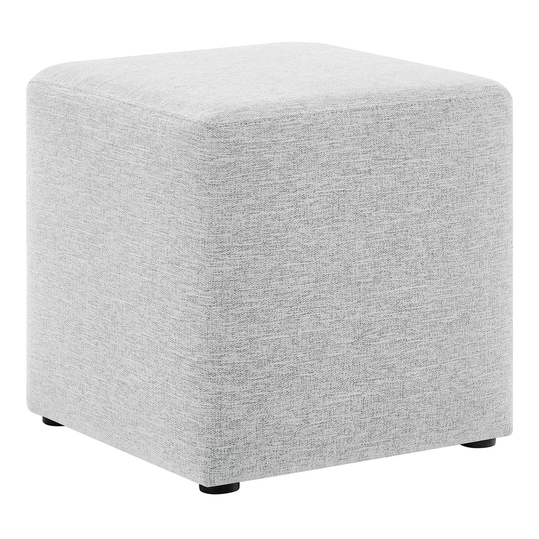 Caden 17" Square Stitched Heathered Fabric Upholstered Ottoman