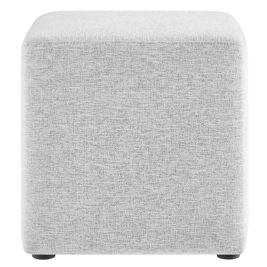 Caden 17" Square Stitched Heathered Fabric Upholstered Ottoman