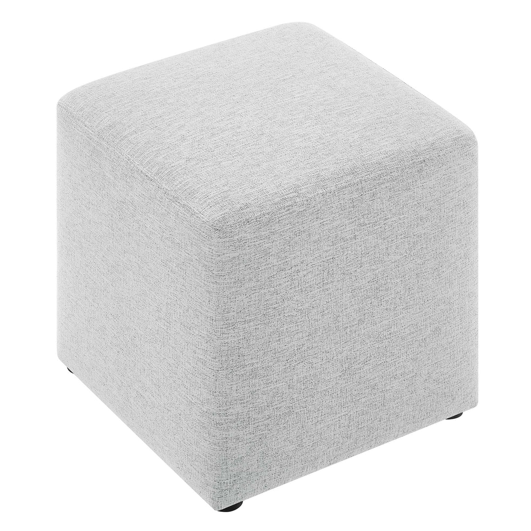 Caden 17" Square Stitched Heathered Fabric Upholstered Ottoman