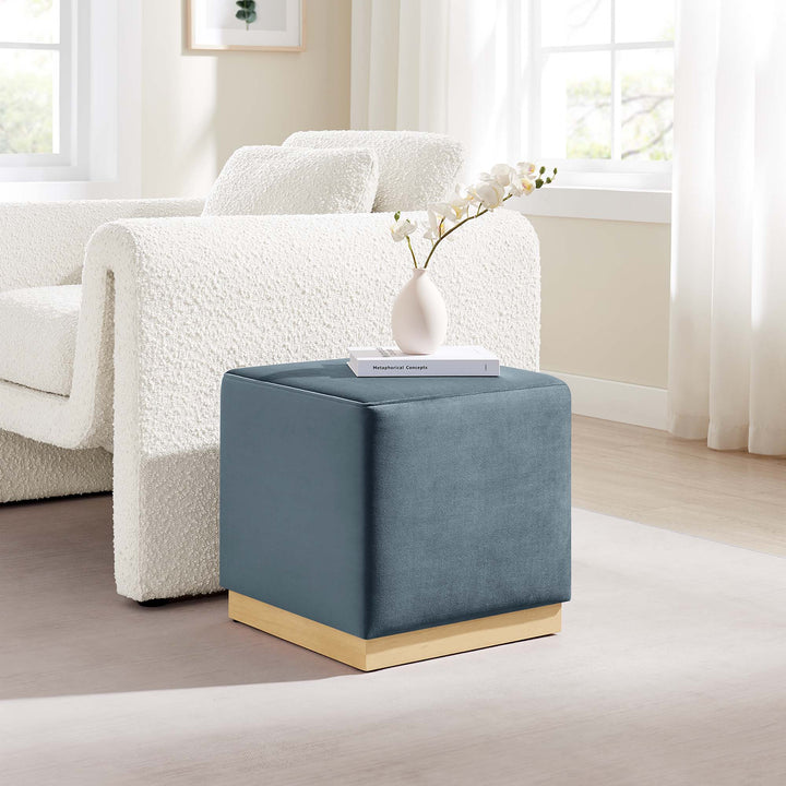 Tilden 17" Square Performance Velvet Pouf Ottoman