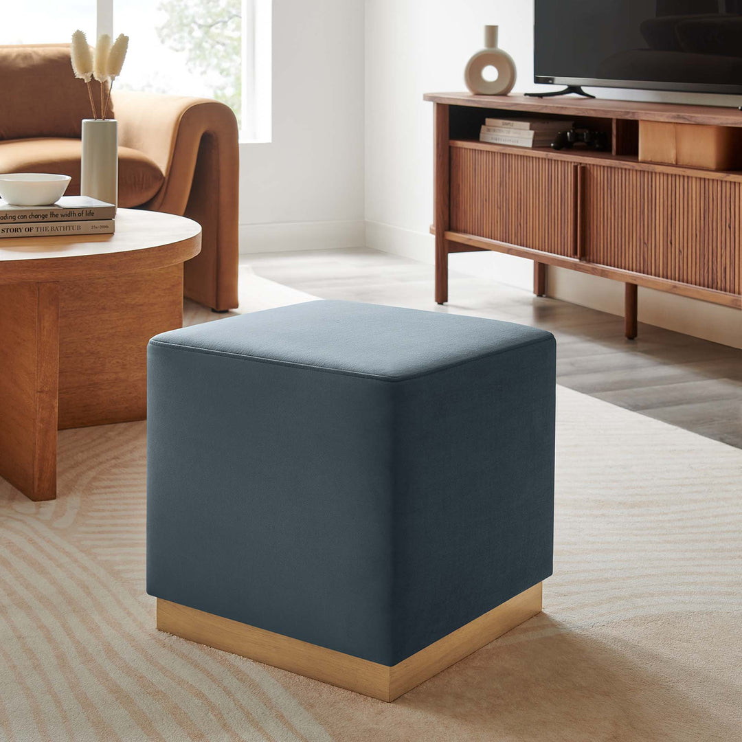 Tilden 17" Square Performance Velvet Pouf Ottoman