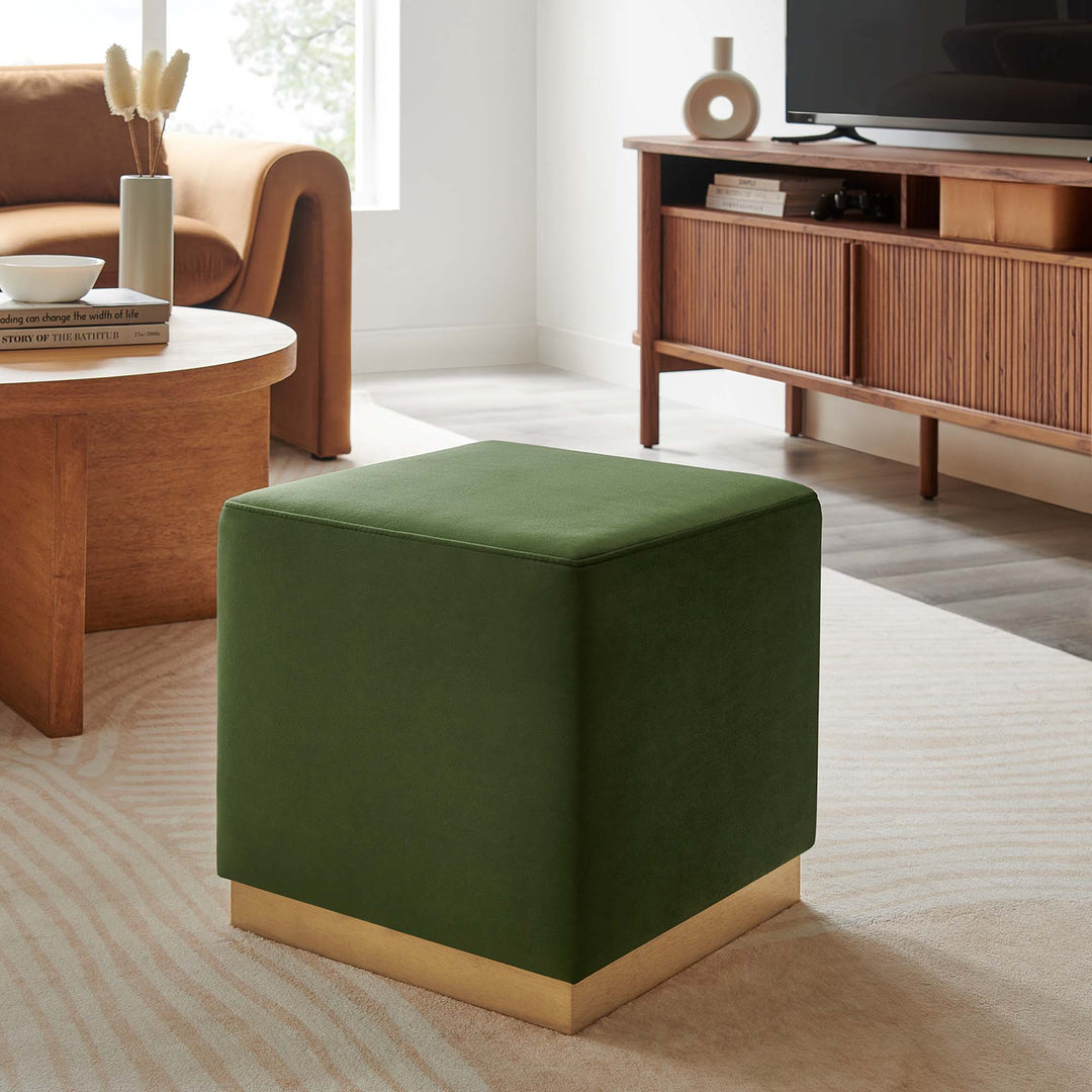 Tilden 17" Square Performance Velvet Pouf Ottoman