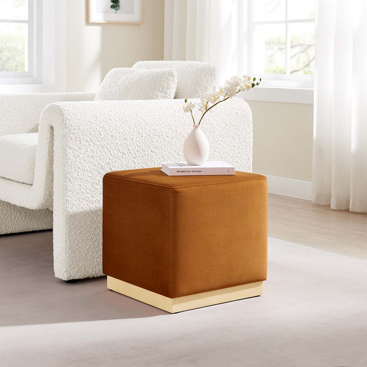 Tilden 17" Square Performance Velvet Pouf Ottoman