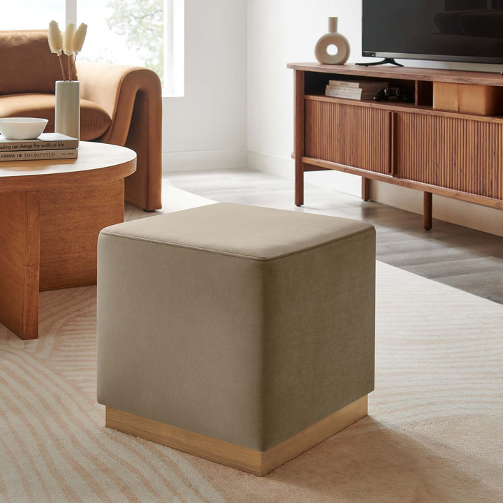 Tilden 17" Square Performance Velvet Pouf Ottoman