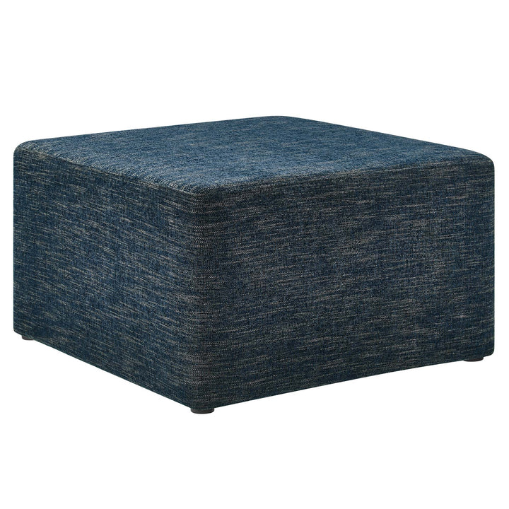 Chloe Luxe 28" Square Linen Heathered Fabric Upholstered Ottoman