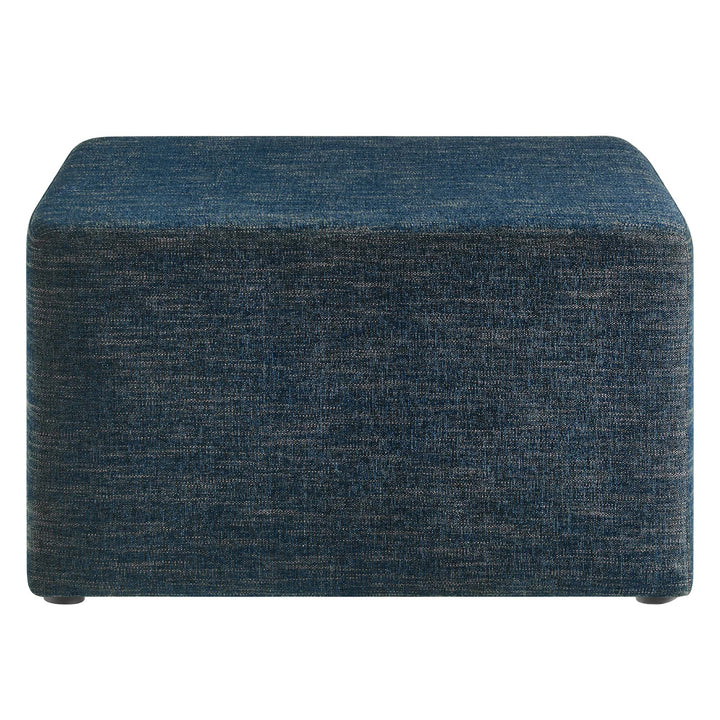 Chloe Luxe 28" Square Linen Heathered Fabric Upholstered Ottoman