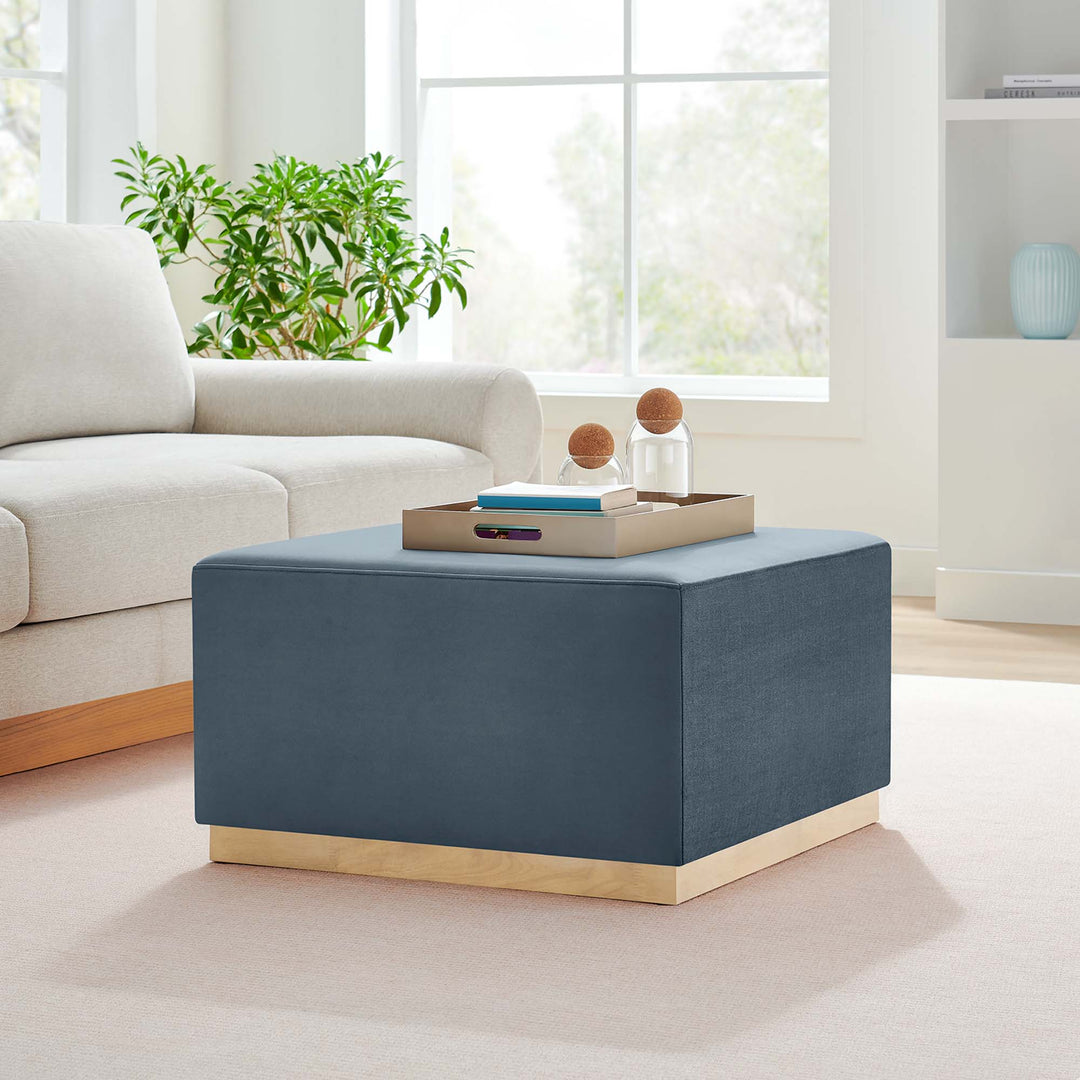 Tilden Luxe 28" Square Performance Velvet Upholstered Ottoman