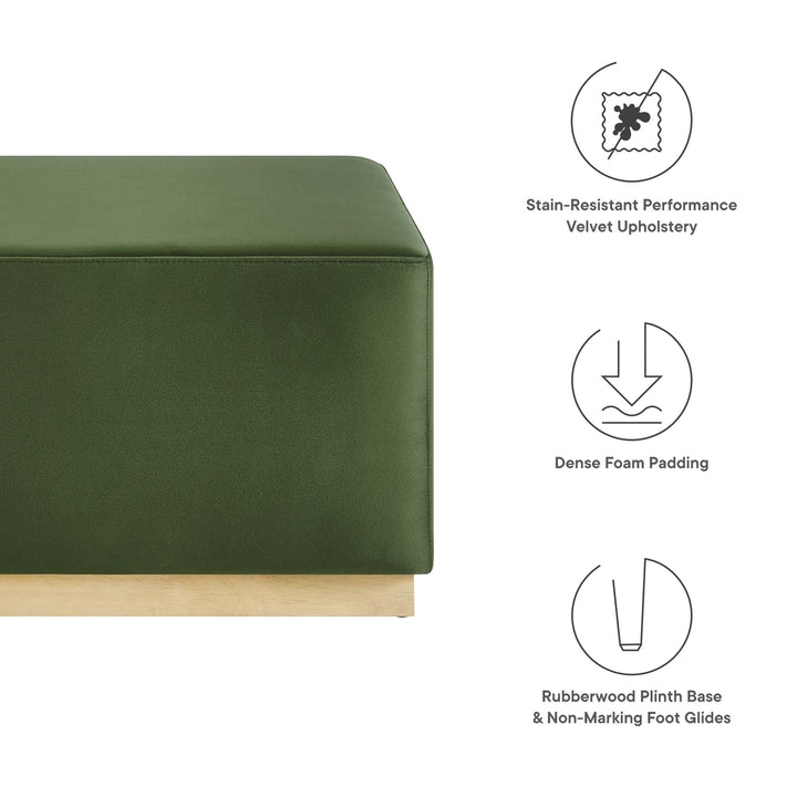 Tilden Luxe 28" Square Performance Velvet Upholstered Ottoman