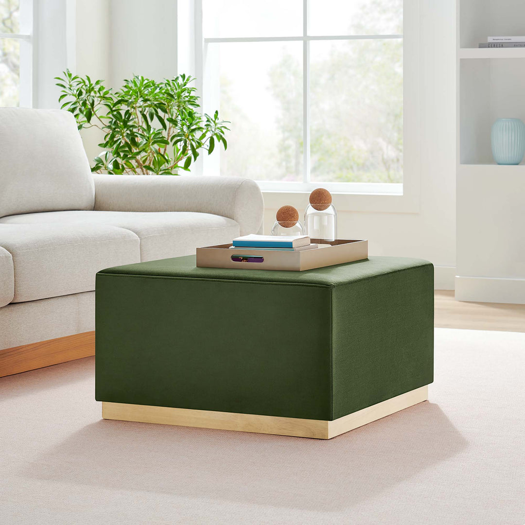 Tilden Luxe 28" Square Performance Velvet Upholstered Ottoman