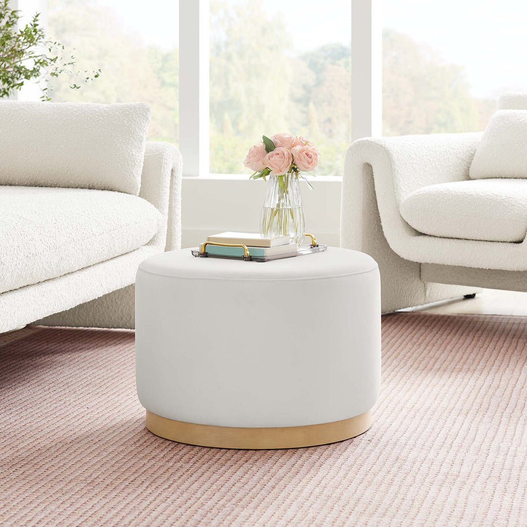 Tilly Luxe 23" Round Plush Velvet Ottoman