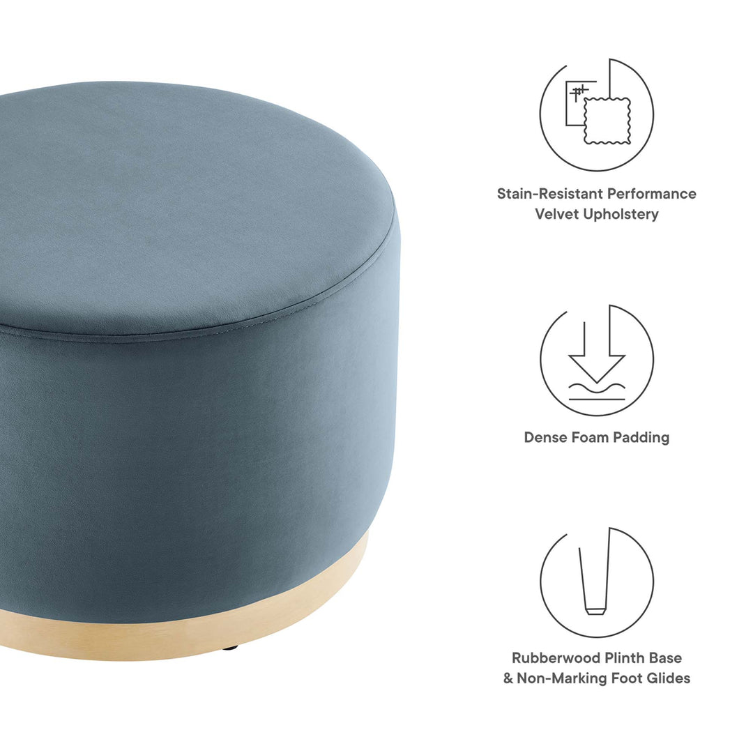 Tilly Luxe 23" Round Plush Velvet Ottoman