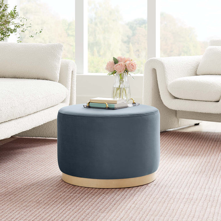 Tilly Luxe 23" Round Plush Velvet Ottoman