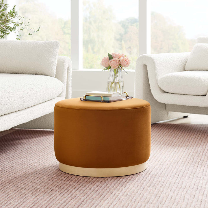 Tilly Luxe 23" Round Plush Velvet Ottoman