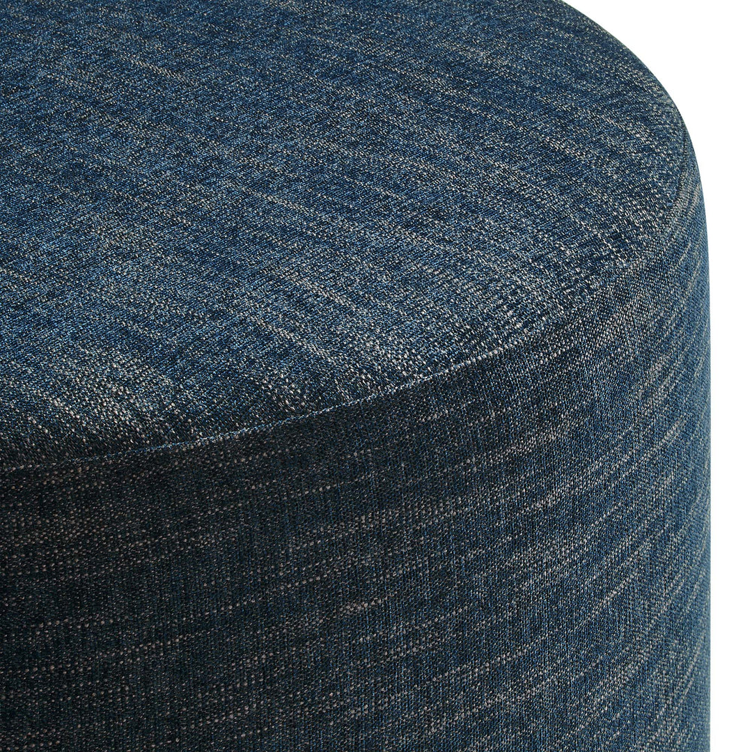 Camden Luxe 29" Round Woven Heathered Fabric Upholstered Ottoman