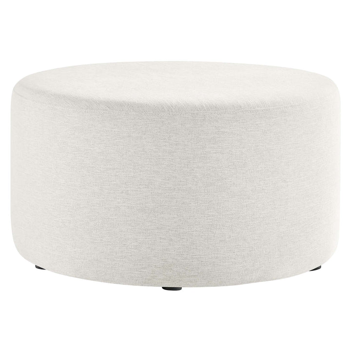 Camden Luxe 29" Round Woven Heathered Fabric Upholstered Ottoman