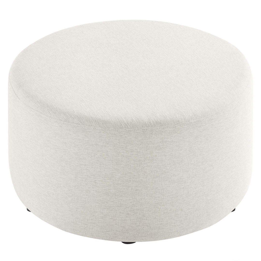 Camden Luxe 29" Round Woven Heathered Fabric Upholstered Ottoman