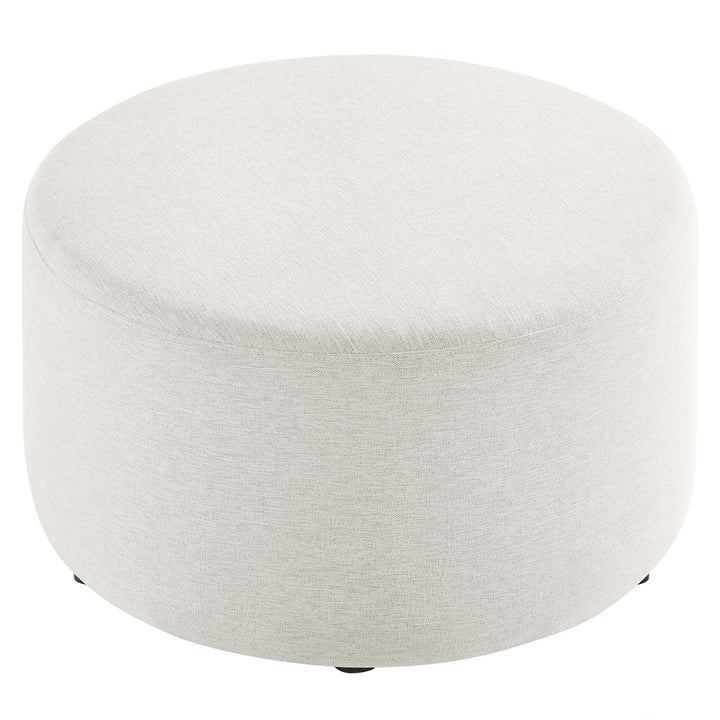 Camden Luxe 29" Round Woven Heathered Fabric Upholstered Ottoman