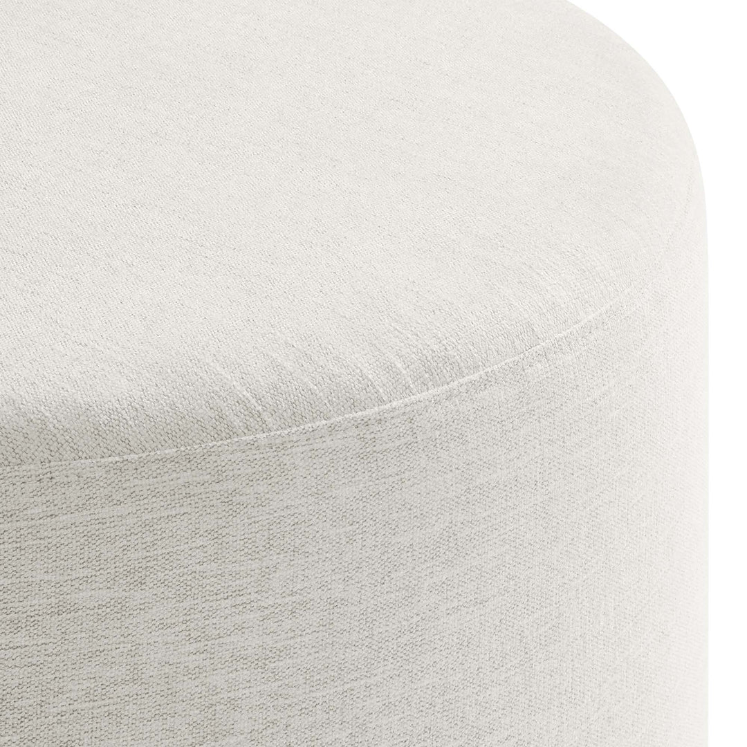 Camden Luxe 29" Round Woven Heathered Fabric Upholstered Ottoman