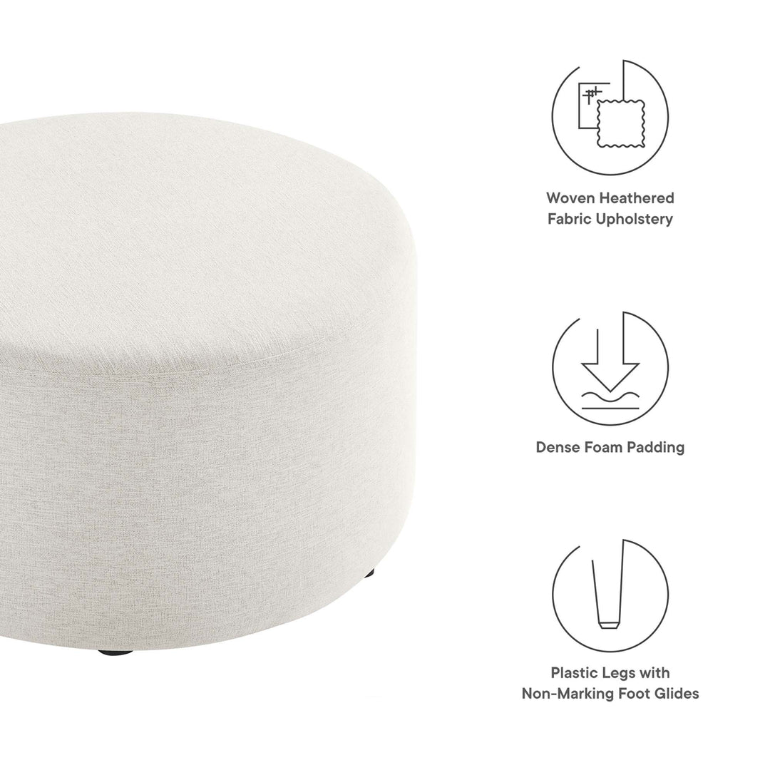 Camden Luxe 29" Round Woven Heathered Fabric Upholstered Ottoman