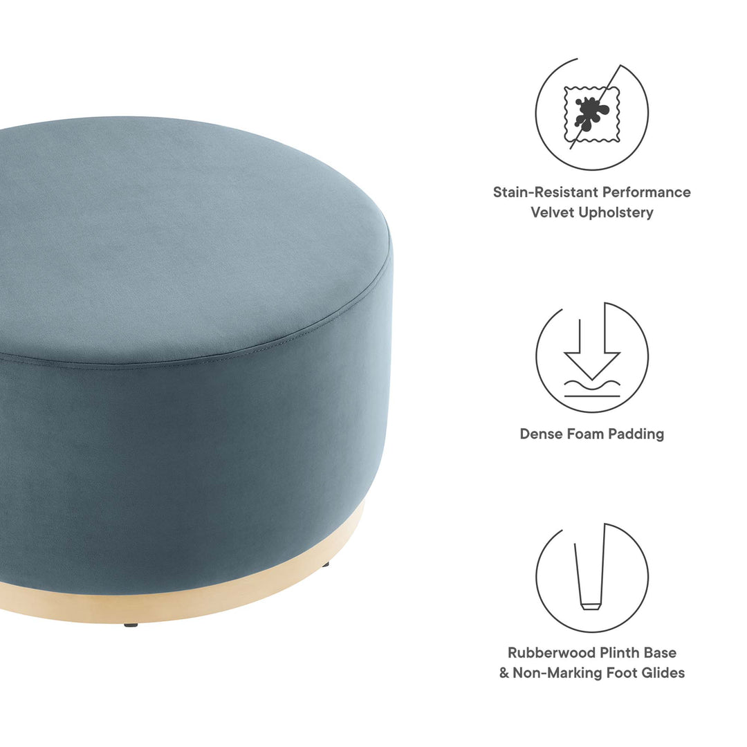 Tilden Luxe 29" Round Performance Velvet Upholstered Ottoman