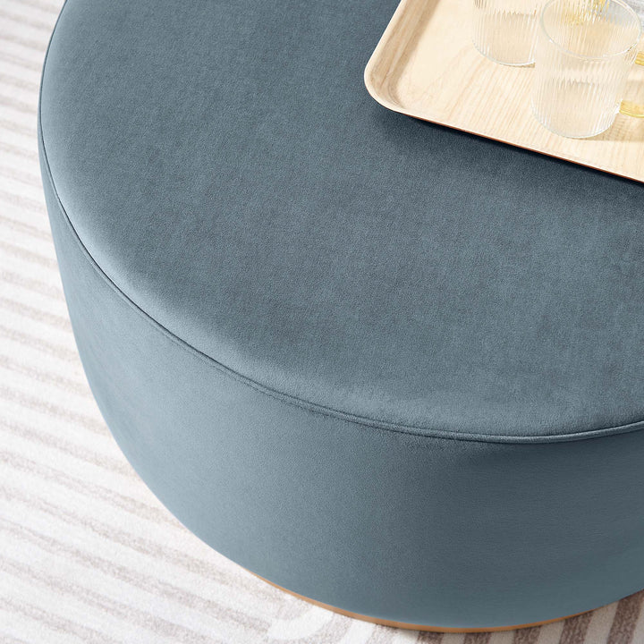 Tilden Luxe 29" Round Performance Velvet Upholstered Ottoman