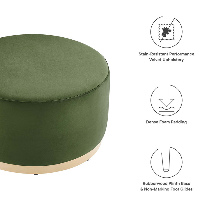 Tilden Luxe 29" Round Performance Velvet Upholstered Ottoman