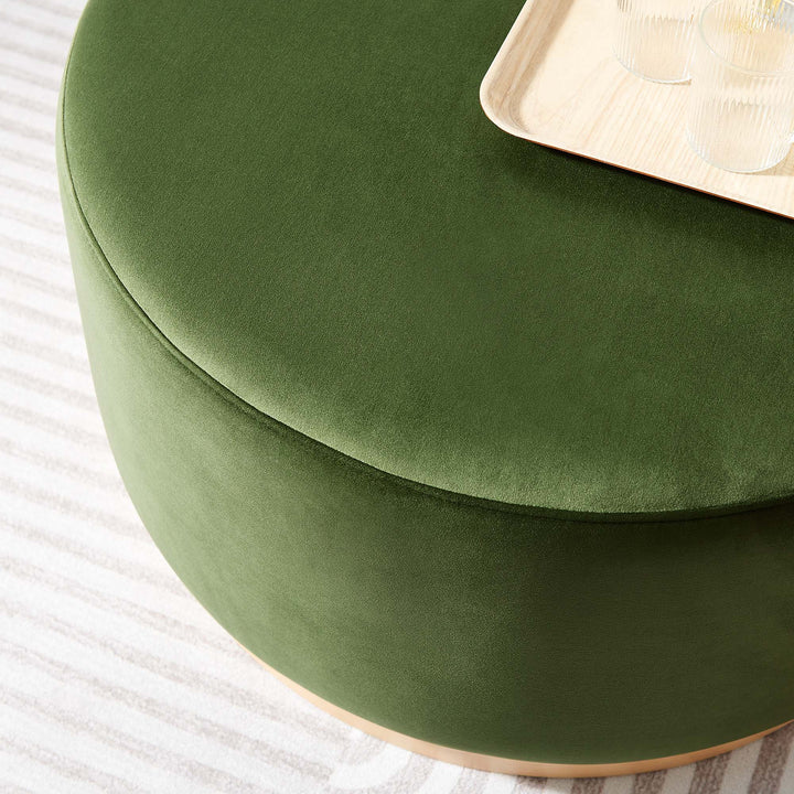 Tilden Luxe 29" Round Performance Velvet Upholstered Ottoman