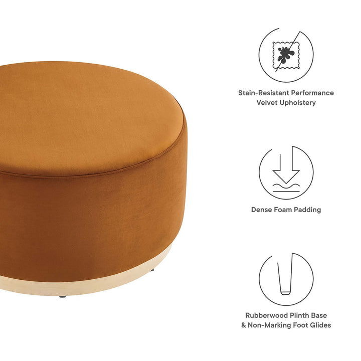 Tilden Luxe 29" Round Performance Velvet Upholstered Ottoman