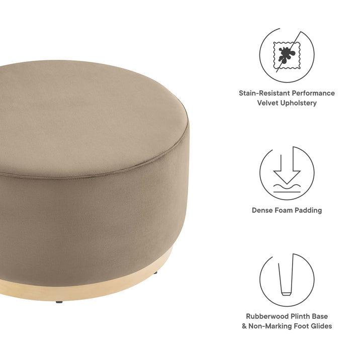 Tilden Luxe 29" Round Performance Velvet Upholstered Ottoman