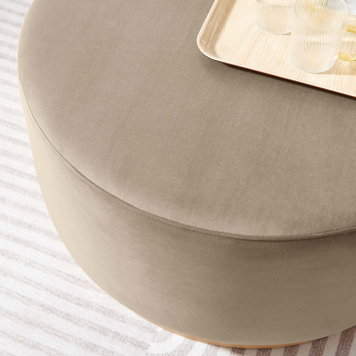 Tilden Luxe 29" Round Performance Velvet Upholstered Ottoman