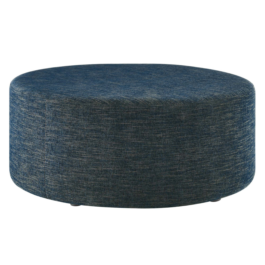 Cameron Loft 38" Round Woven Heathered Fabric Upholstered Ottoman