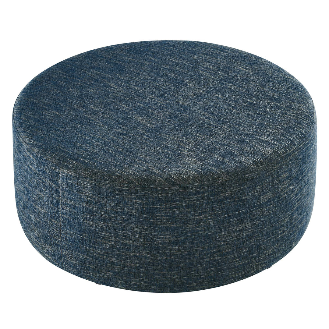 Cameron Loft 38" Round Woven Heathered Fabric Upholstered Ottoman