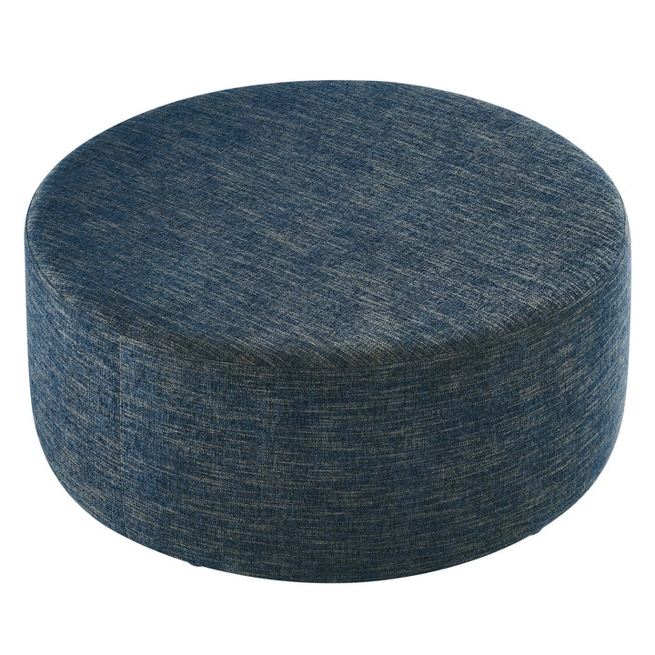 Cameron Loft 38" Round Woven Heathered Fabric Upholstered Ottoman