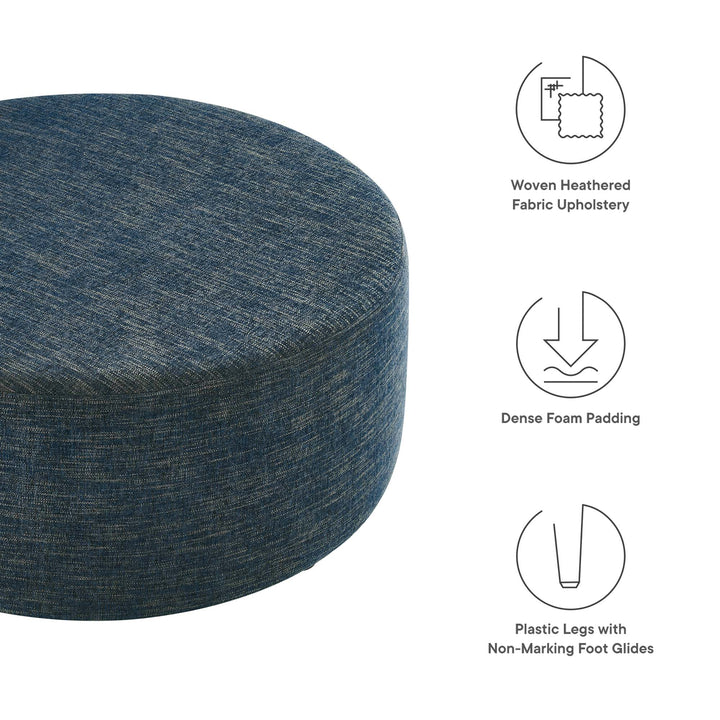 Cameron Loft 38" Round Woven Heathered Fabric Upholstered Ottoman