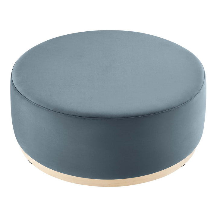 Trenton Luxe 38" Round Performance Velvet Upholstered Ottoman