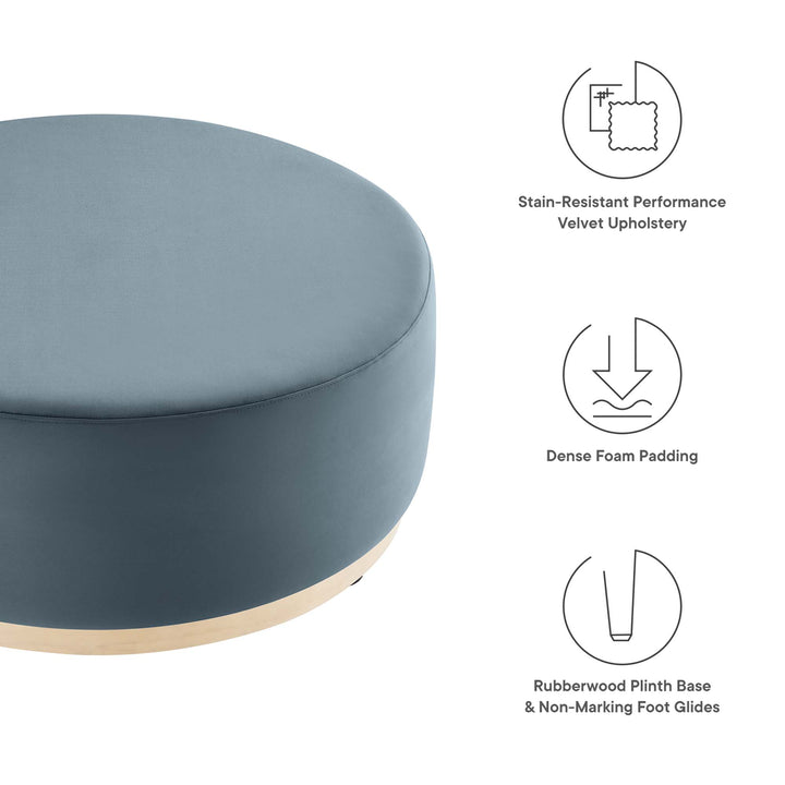 Trenton Luxe 38" Round Performance Velvet Upholstered Ottoman