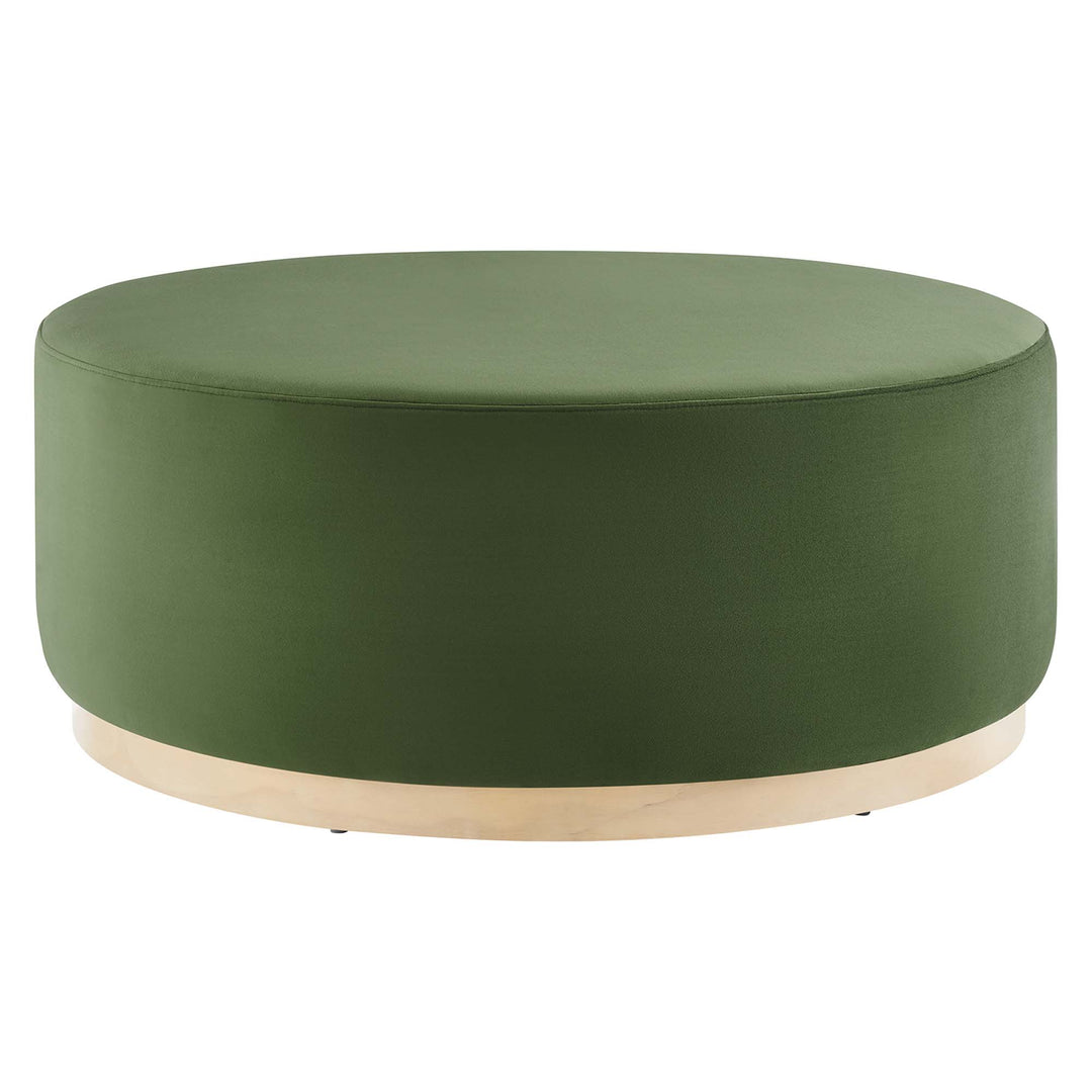 Trenton Luxe 38" Round Performance Velvet Upholstered Ottoman