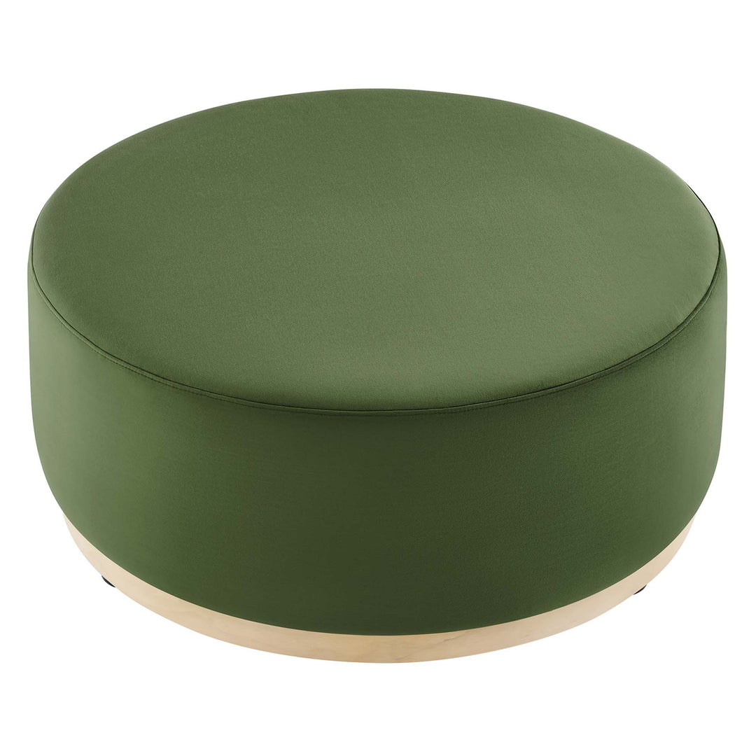 Trenton Luxe 38" Round Performance Velvet Upholstered Ottoman