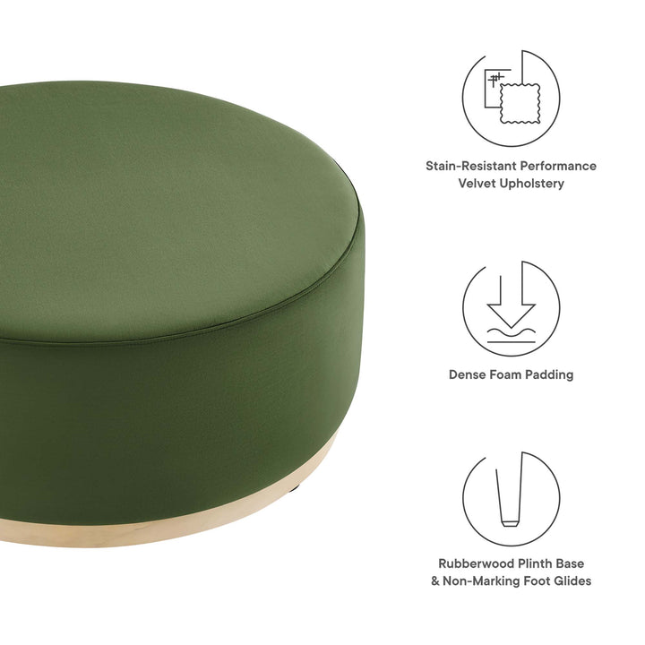 Trenton Luxe 38" Round Performance Velvet Upholstered Ottoman