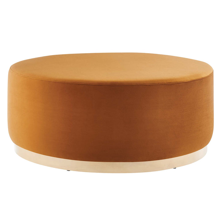 Trenton Luxe 38" Round Performance Velvet Upholstered Ottoman