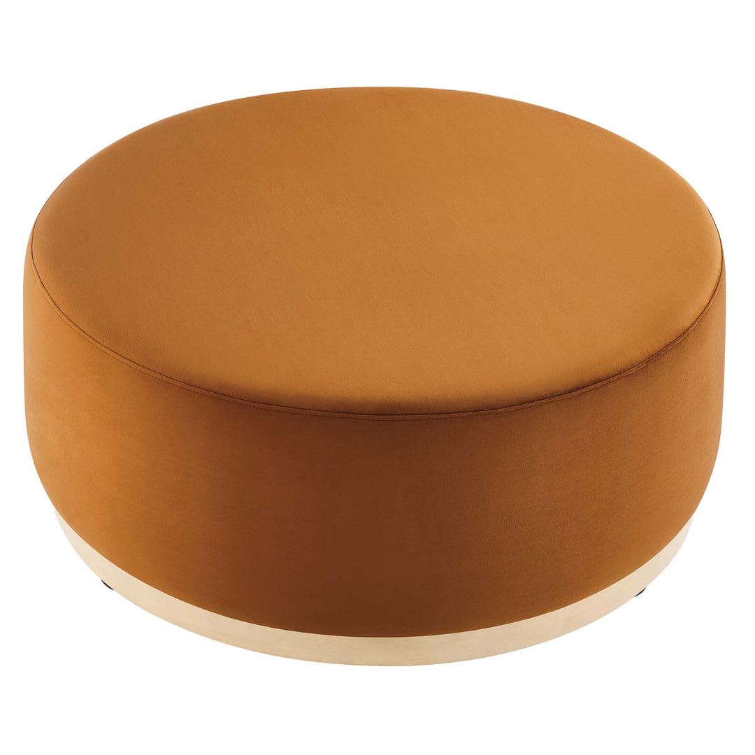 Trenton Luxe 38" Round Performance Velvet Upholstered Ottoman