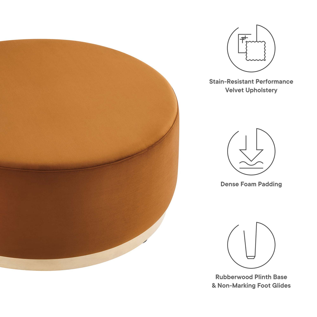 Trenton Luxe 38" Round Performance Velvet Upholstered Ottoman