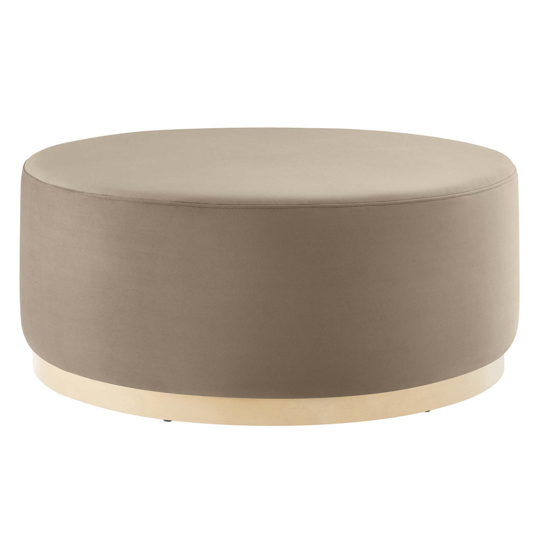 Trenton Luxe 38" Round Performance Velvet Upholstered Ottoman