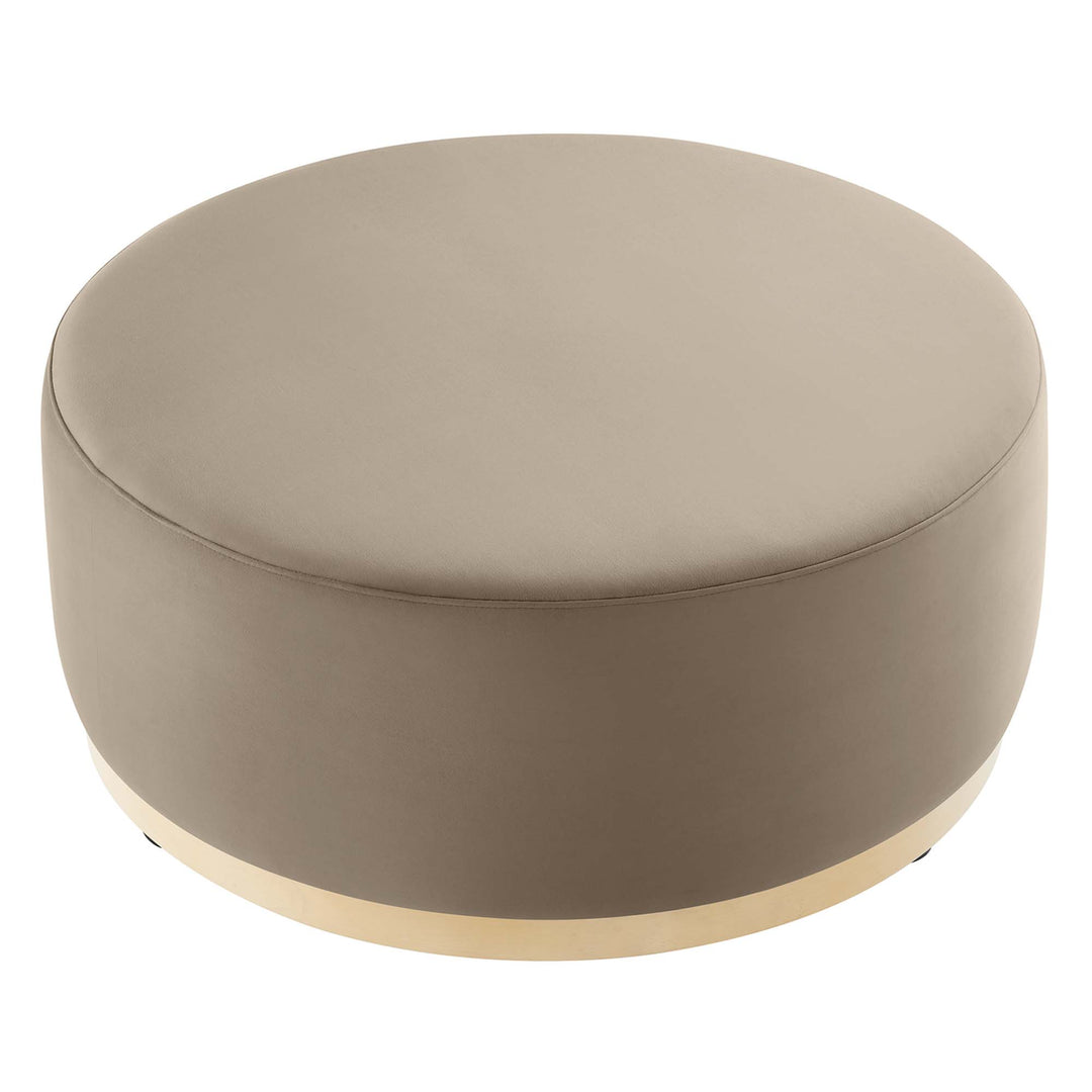 Trenton Luxe 38" Round Performance Velvet Upholstered Ottoman