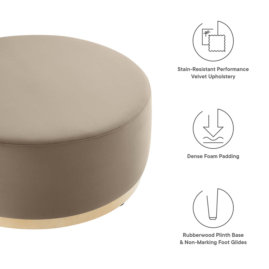 Trenton Luxe 38" Round Performance Velvet Upholstered Ottoman