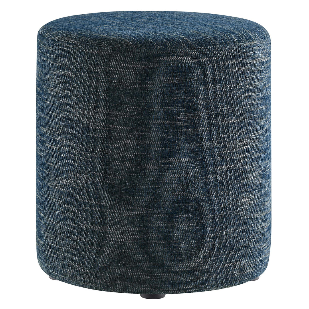 Cameron 16" Circular Crafted Chenille-Covered Cushion Ottoman