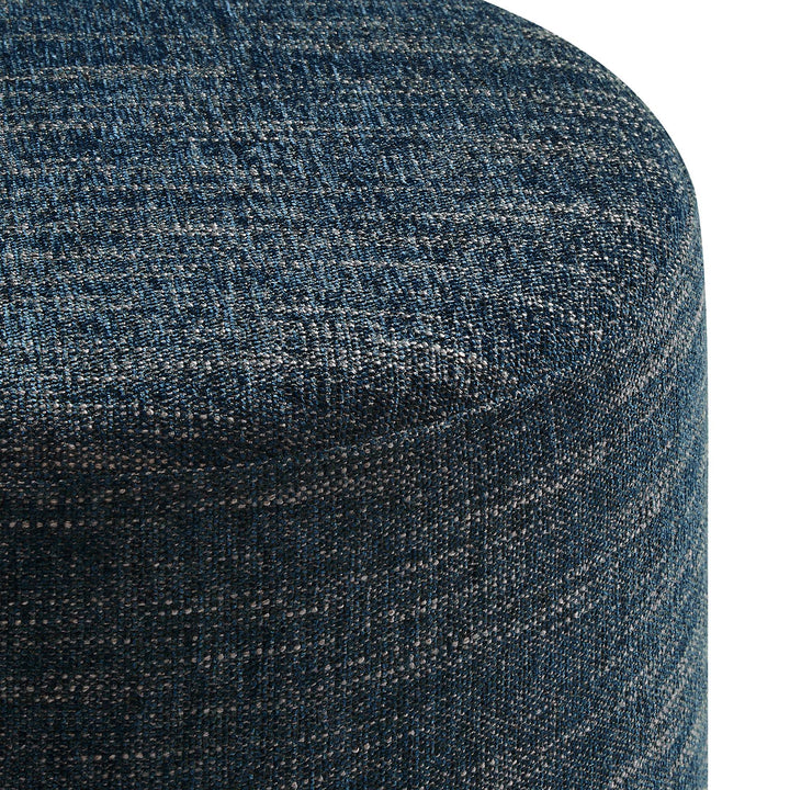 Cameron 16" Circular Crafted Chenille-Covered Cushion Ottoman