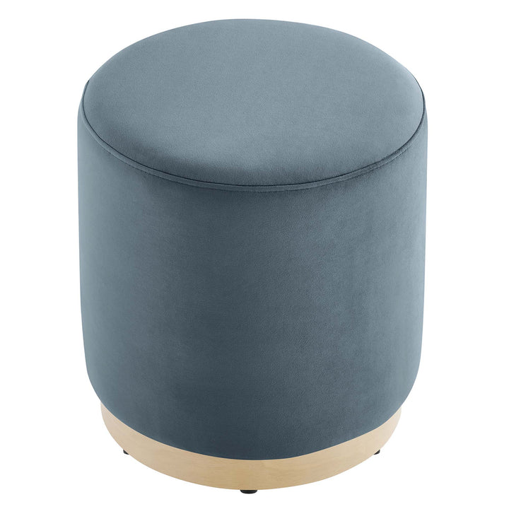 Thorne 16" Round Performance Velvet Upholstered Ottoman